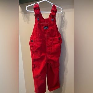 Vintage Oshkosh B'Gosh Unisex Kids Sz 4T  Red Corduroy Carpenter Overalls